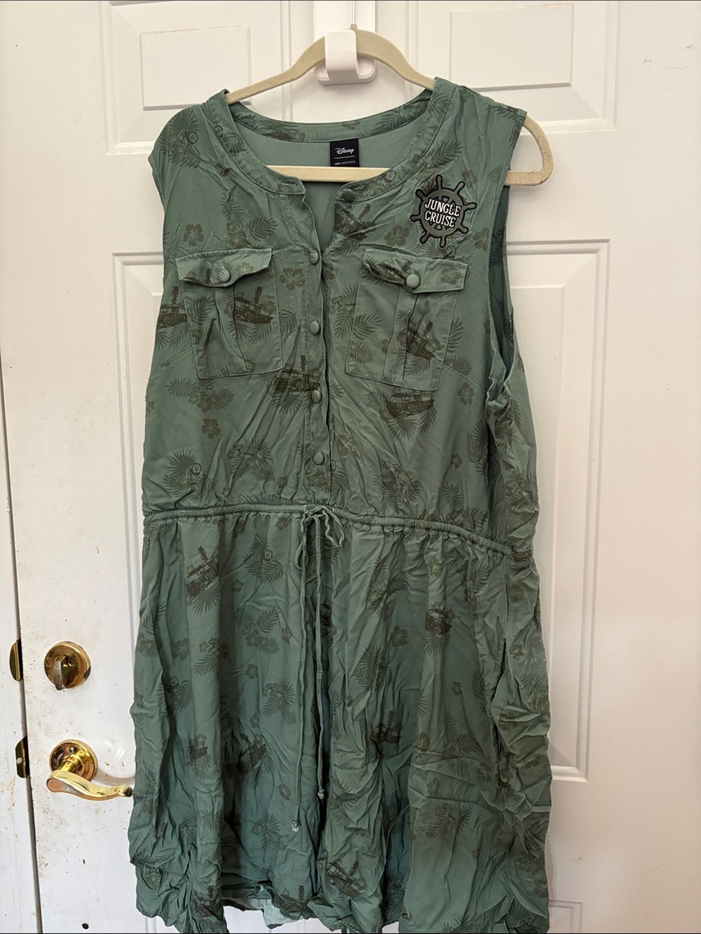 Disney Sleeveless Jungle Cruise Drawstring Midi Dress in Sage Green sz 3X